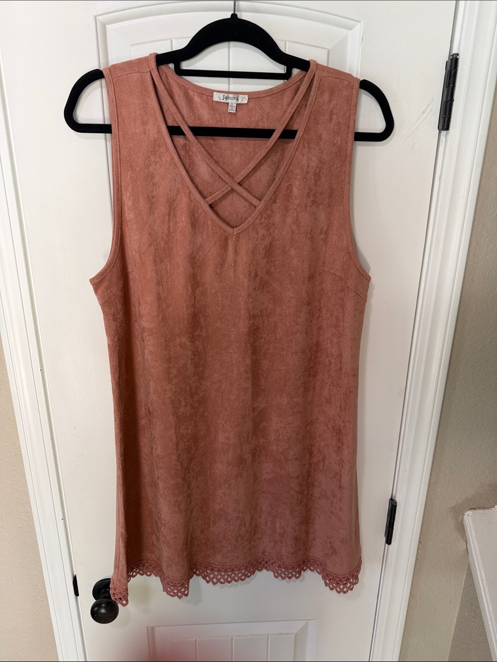 JODIFL Dusty Rose Sleeveless Suede-Look Tank Dress